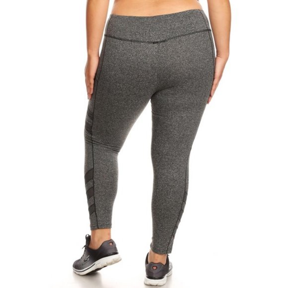 1x-3x Plus Size Gray Sculpting Sport Leggings Pock - Picture 2 of 7